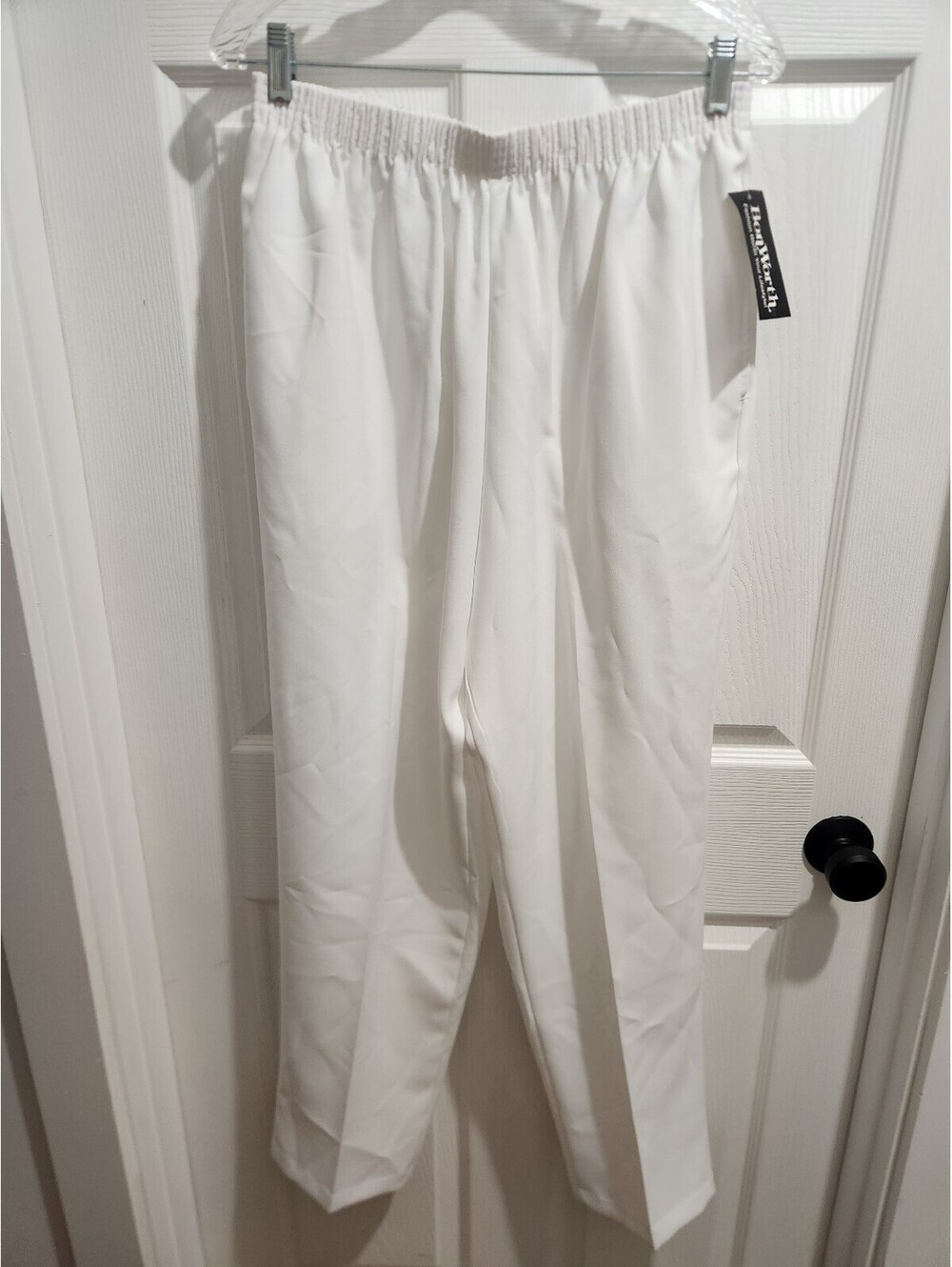 BonWorth White Elastic Waist Pants Size L